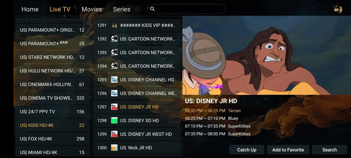 Orbixa TV Electronic Program Guide EPG listing preview