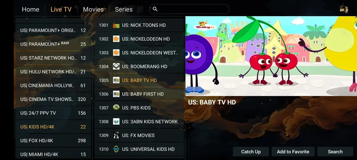 Orbixa TV sports category stream live snapshot