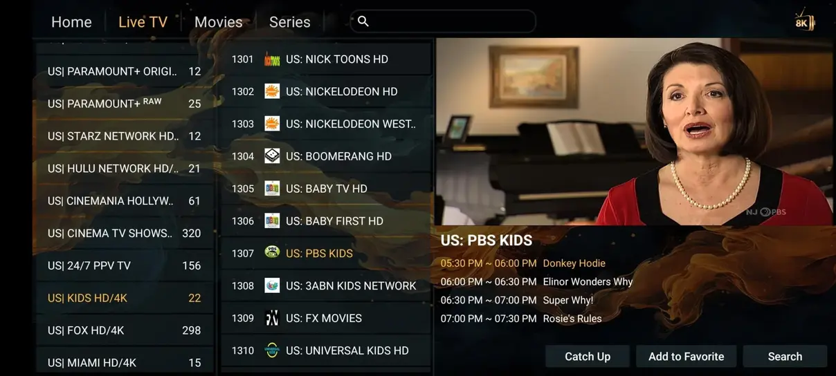 Orbixa TV VOD on-demand movie selection gallery